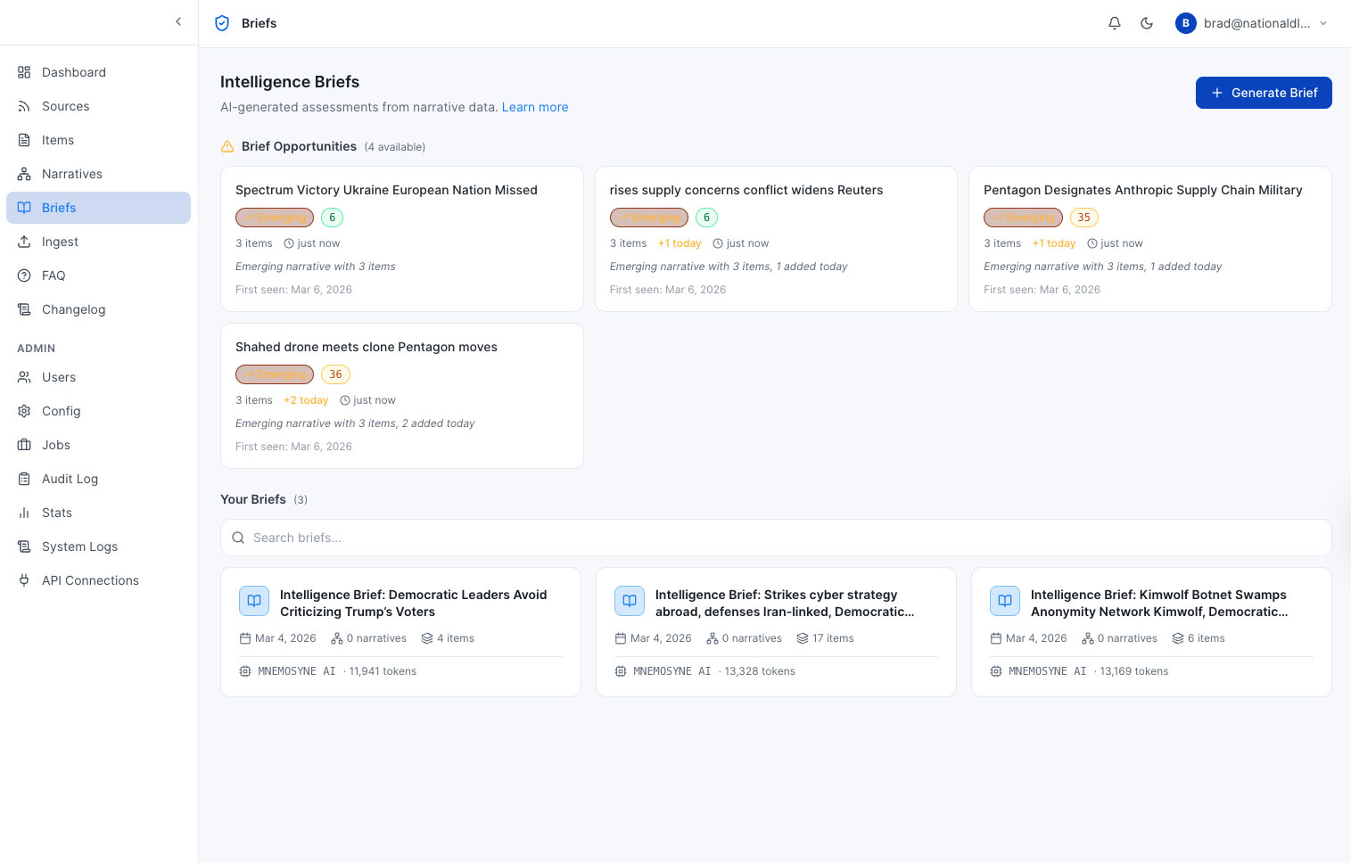 Mmenosyne Intelligence Breifs